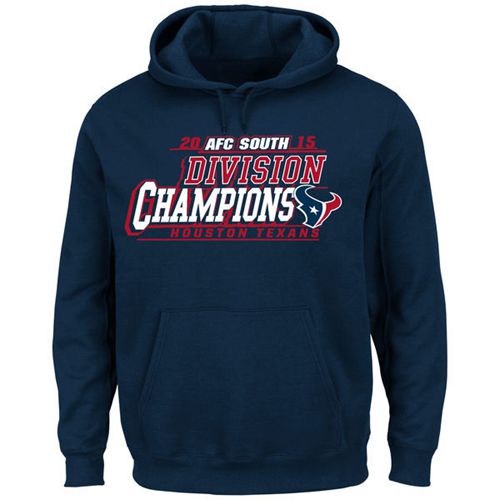 Men's Houston Texans Majestic Navy 2015 AFC South Division Champions Pullover Hoodie - Click Image to Close